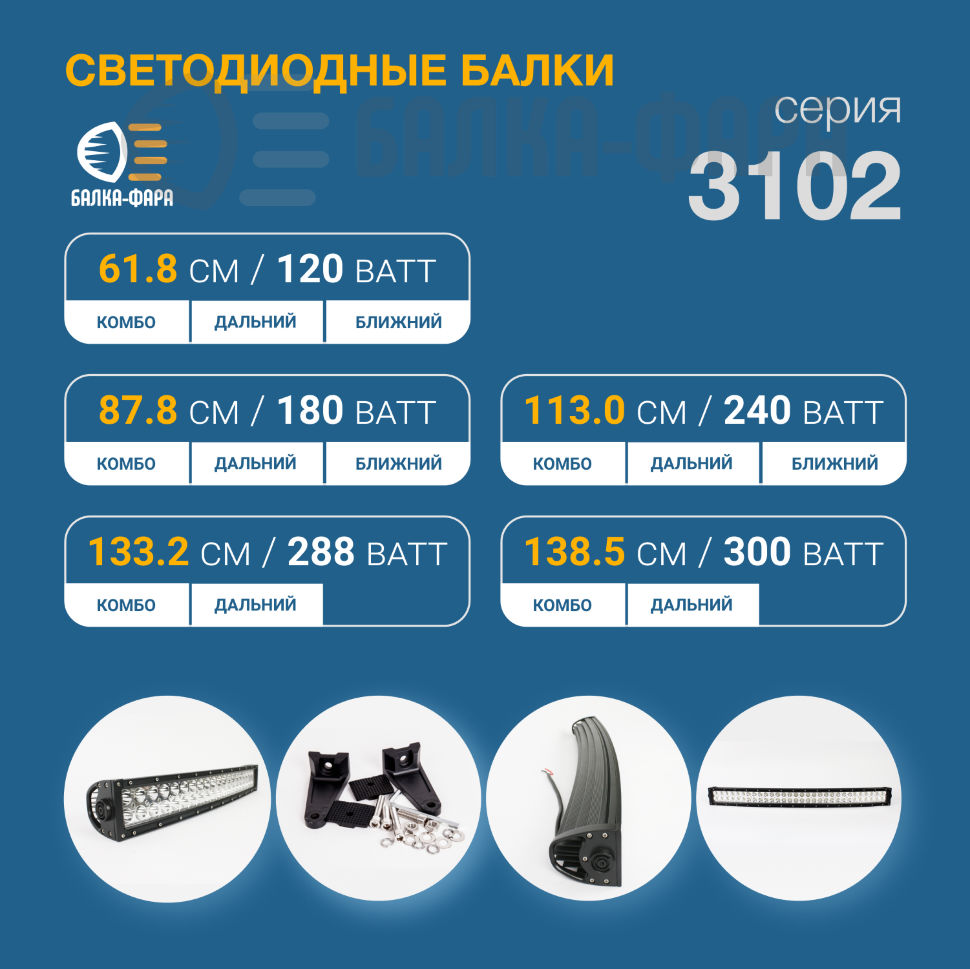 С/д балка изогнутая, 300 Ватт комбо